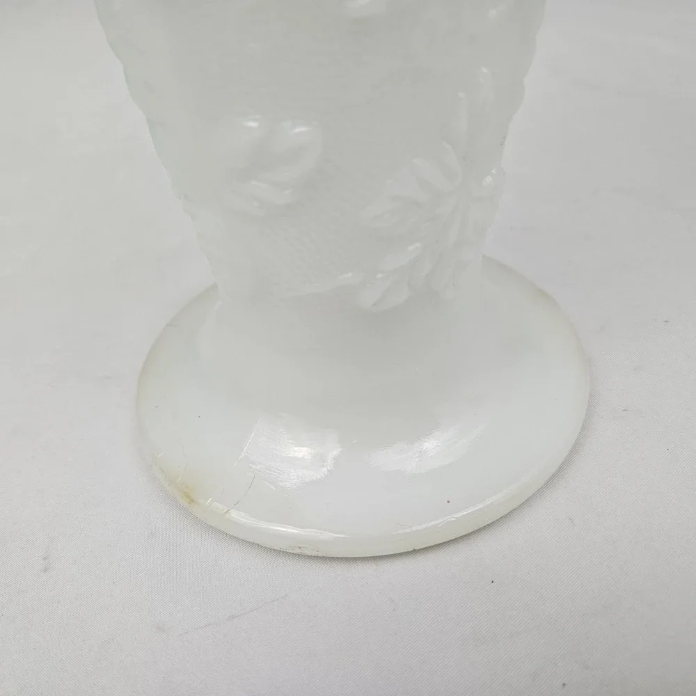 Westmorland Milk Glass Flower Vase Vintage Raised Grape Pattern